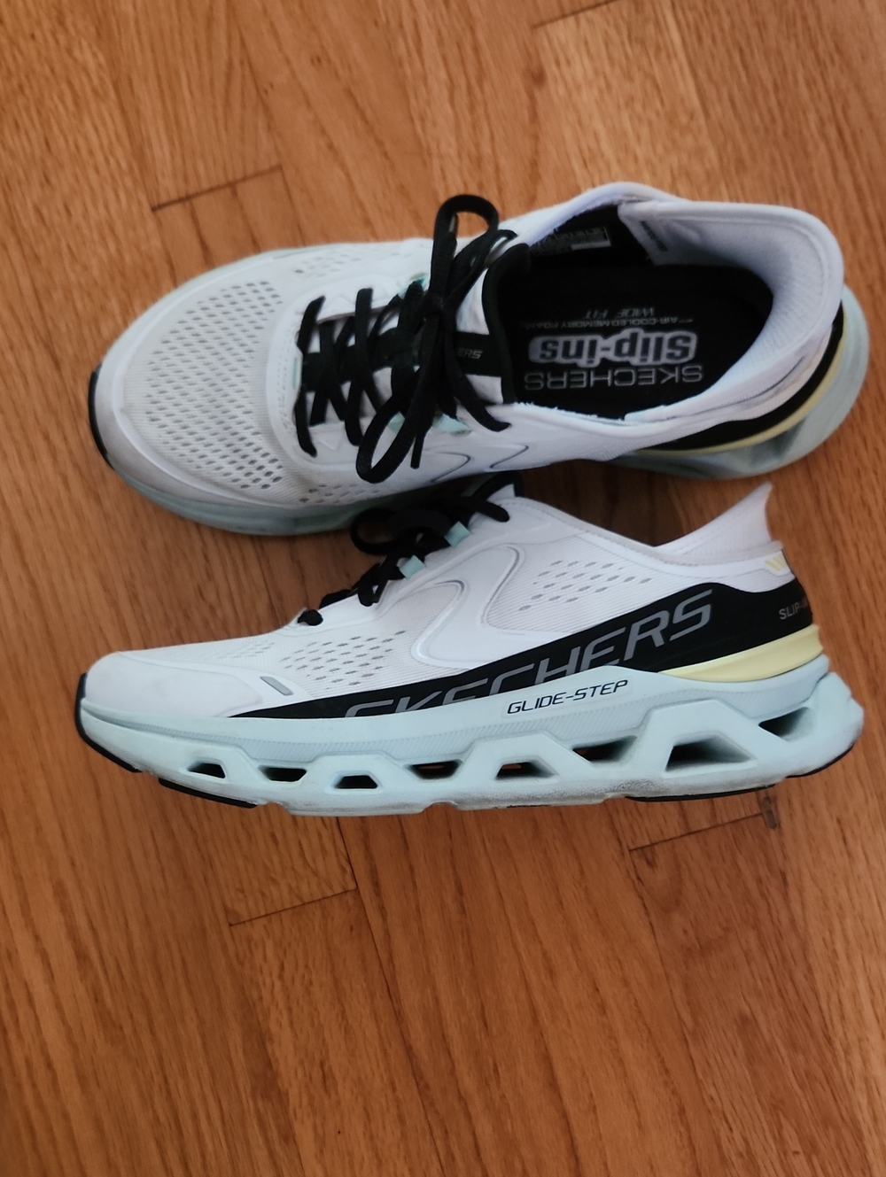 Skechers White & Black Slip-On Memory Foam Sneakers